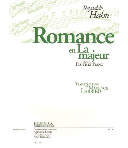 HEUGEL HAHN REYNALDO - ROMANCE EN LA MAJEUR - FLUTE & PIANO