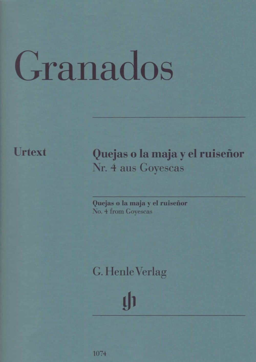 GRANADOS E. - QUEJAS O LA MAJA Y EL RUISENOR, N°4 DE GOYESCAS - PIANO