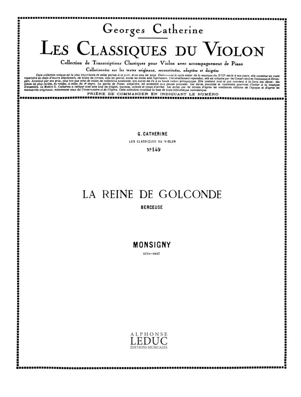 LEDUC CATHERINE / MONSIGNY - LA REINE DE GOLCONDE
