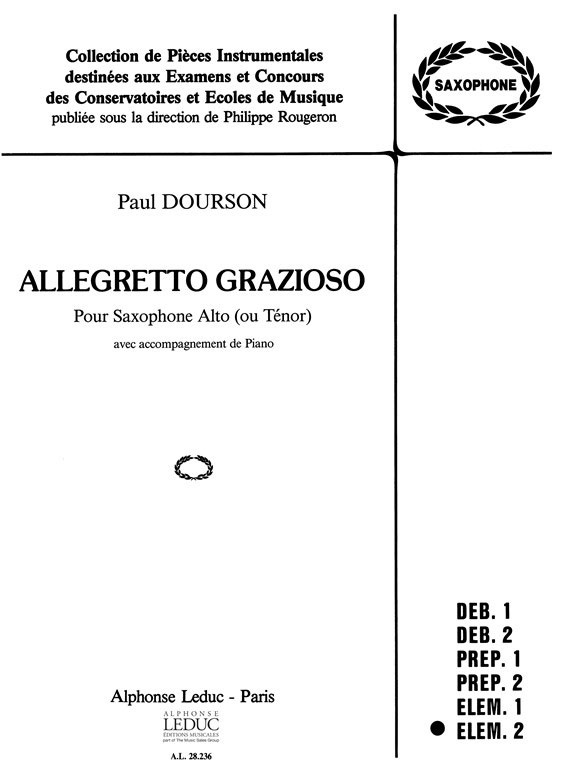 LEDUC DOURSON - ALLEGRETTO GRAZIOSO - SAXOPHONE,PIANO (COLL.ROUGERON)