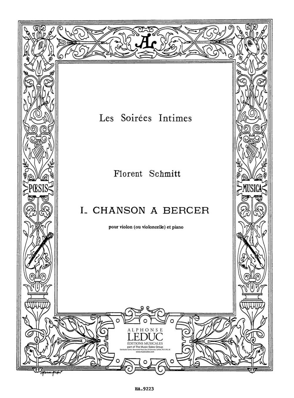 LEDUC SCHMITT FLORENT - CHANSON A BERCER - VIOLON (OU VIOLONCELLE) ET PIANO 