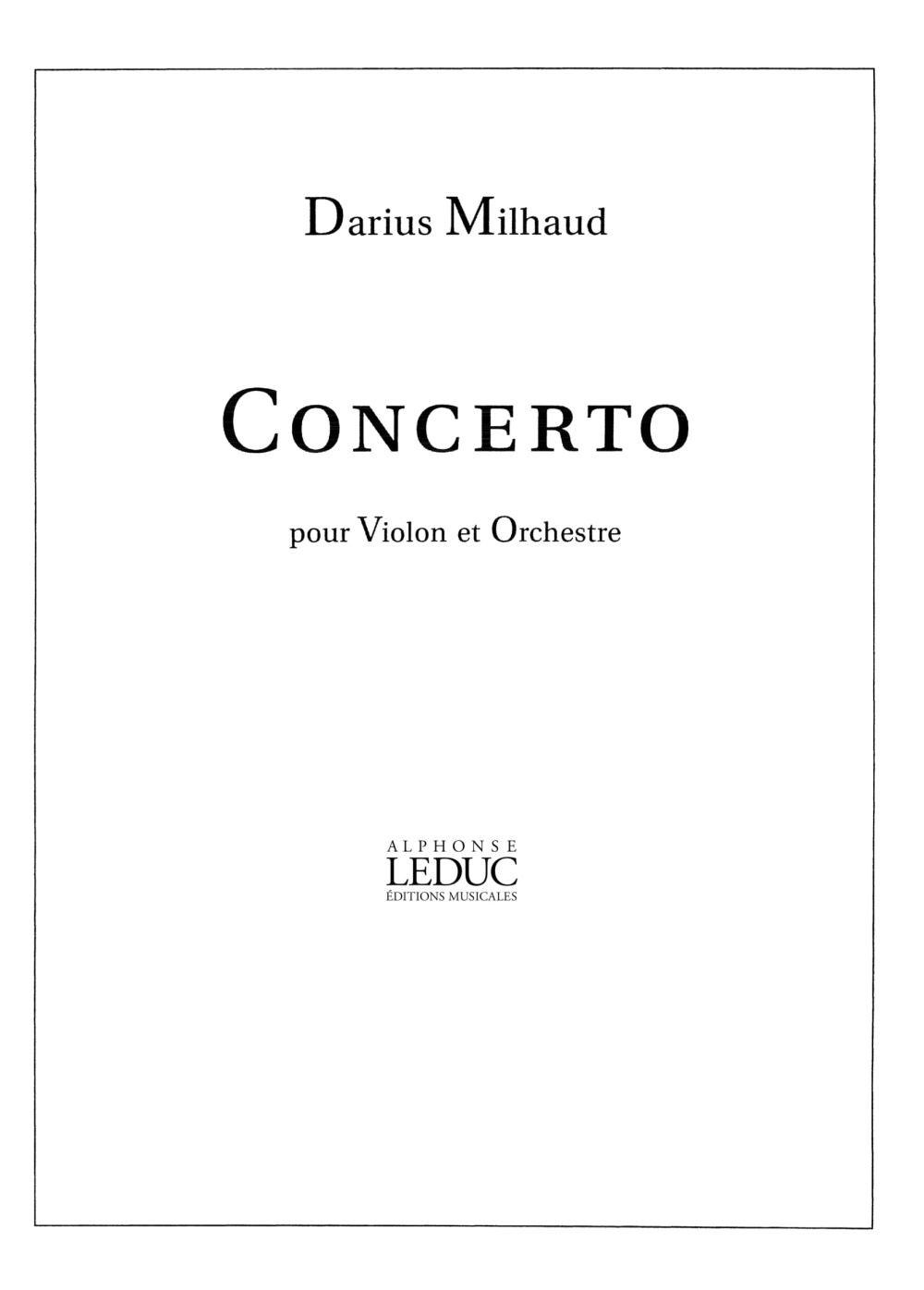 HEUGEL MILHAUD DARIUS - CONCERTO