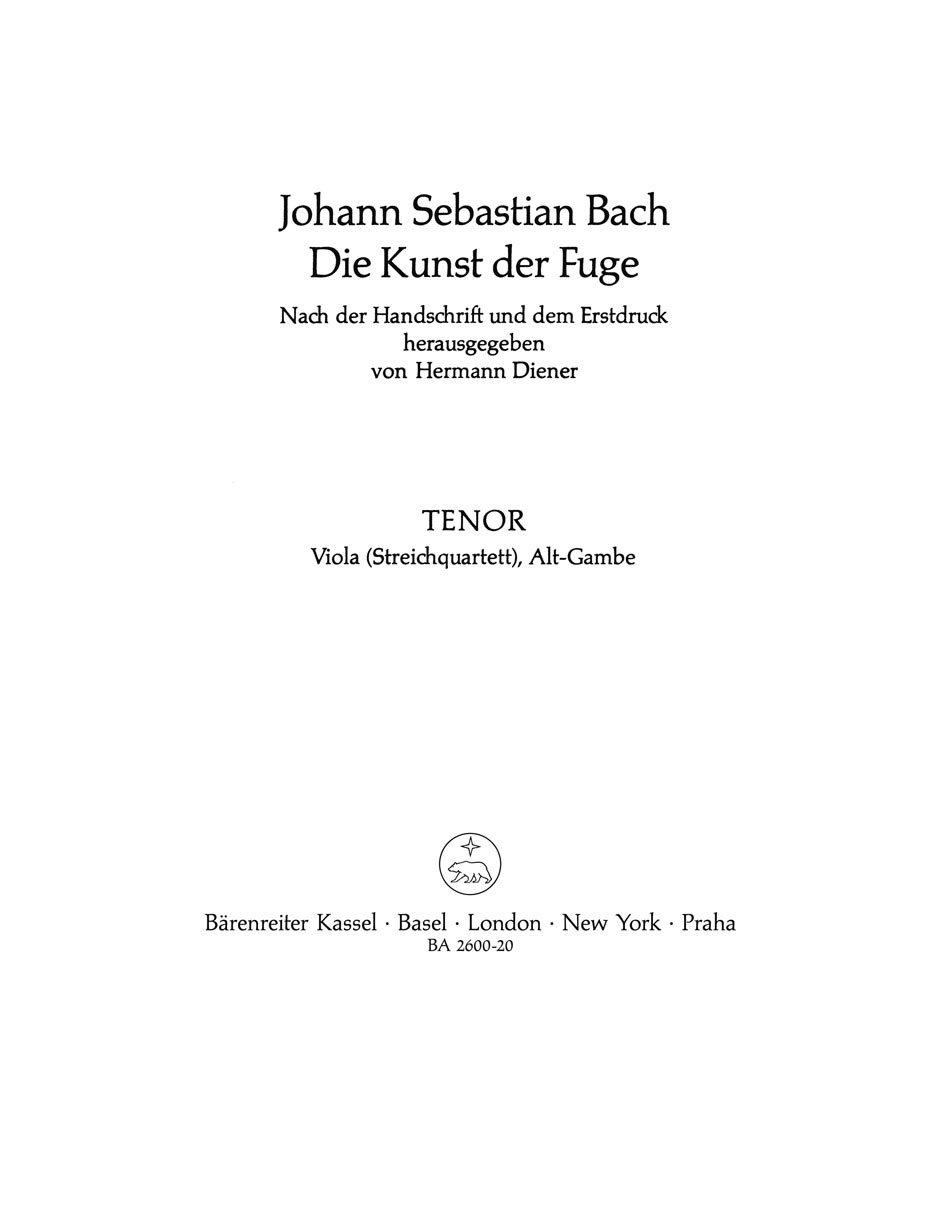 BARENREITER BACH J.S. - DIE KUNST DER FUGE