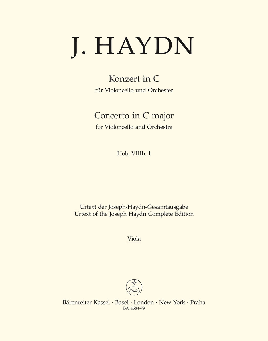 BARENREITER HAYDN J. - KONZERT IN C - VIOLONCELLE ET ORCHESTRE - PARTIE D'ALTO 