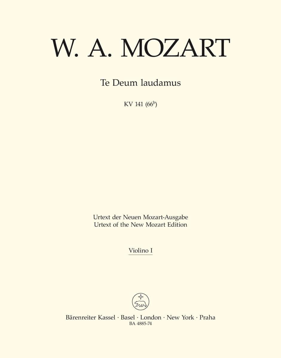 BARENREITER MOZART W.A. TE DEUM LAUDAMUS KV 141 (66B)