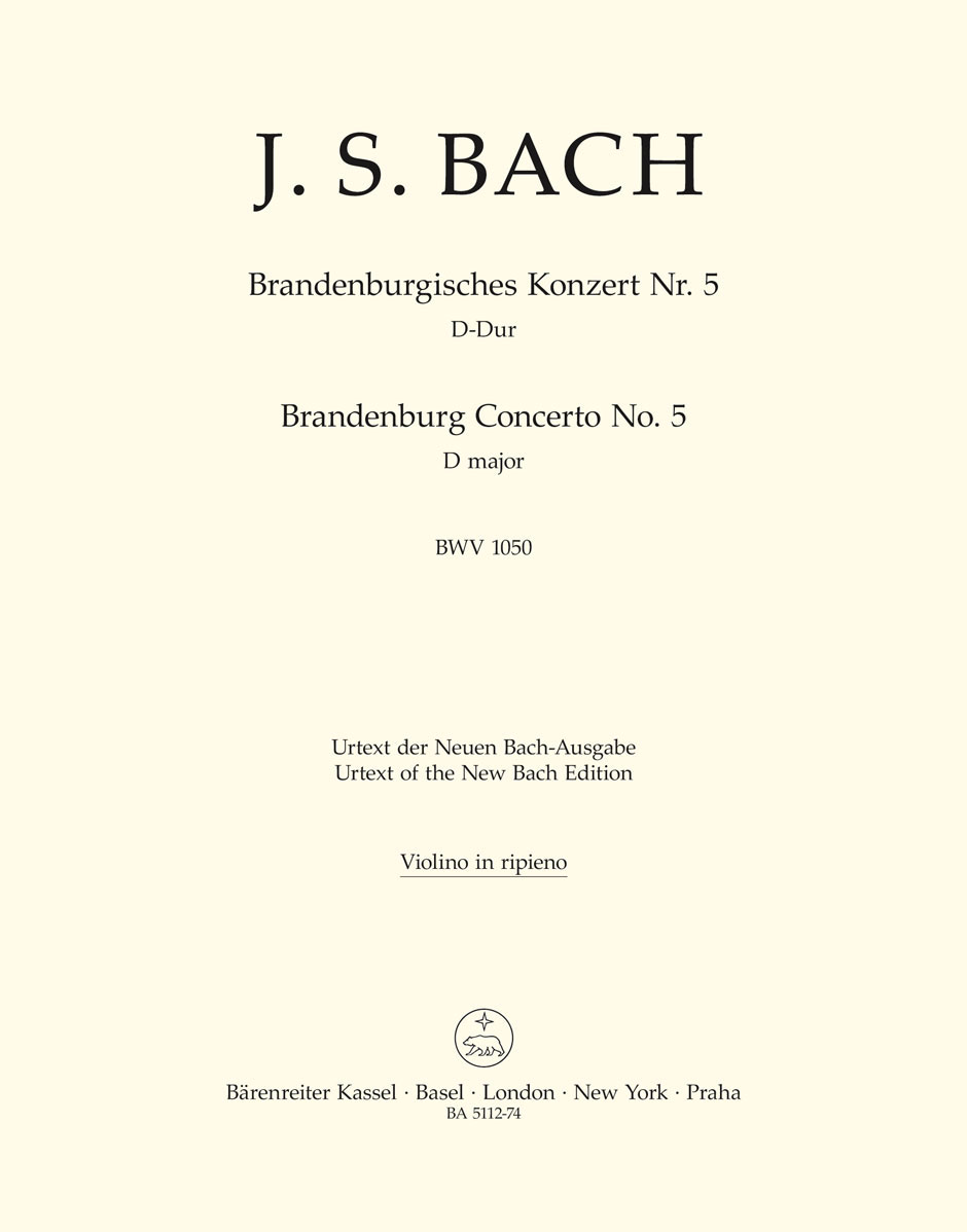 BARENREITER BACH J.S. - BRANDENBURGISCHES KONZERT NR. 5 - VIOLIN