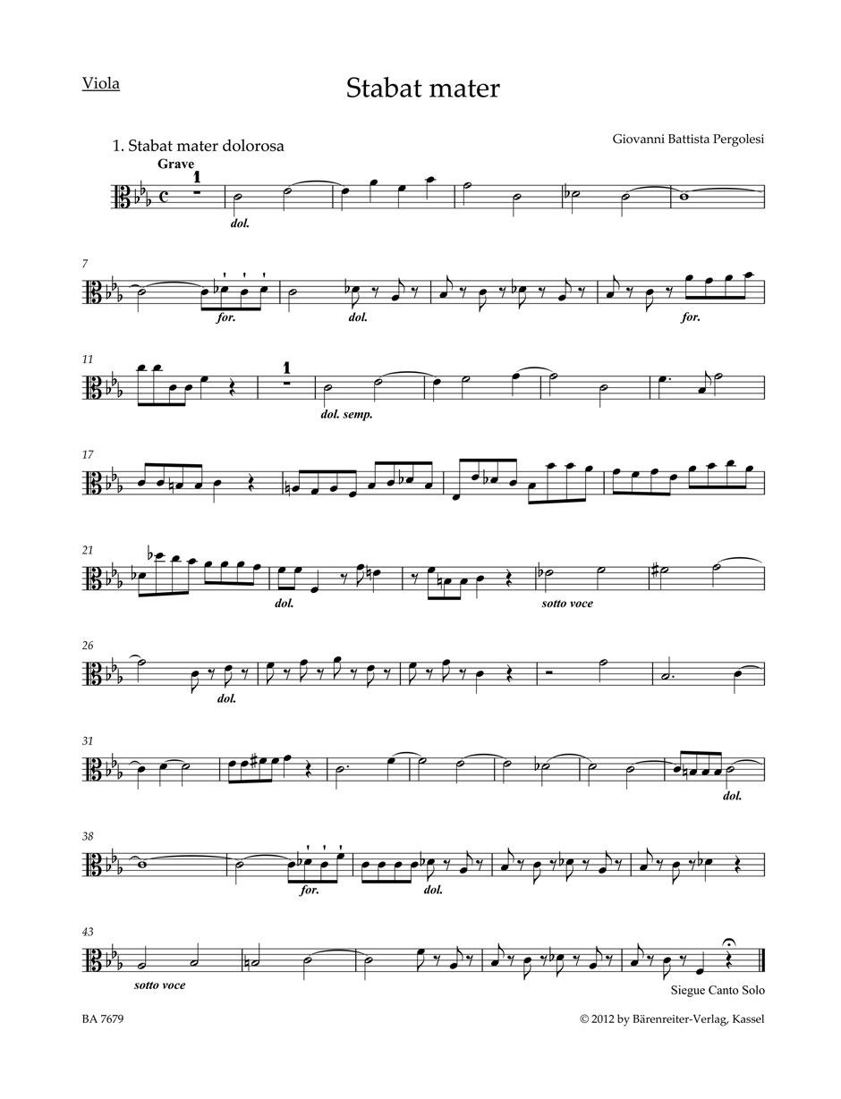 BARENREITER PERGOLESE G.B. - STABAT MATER - ALTO