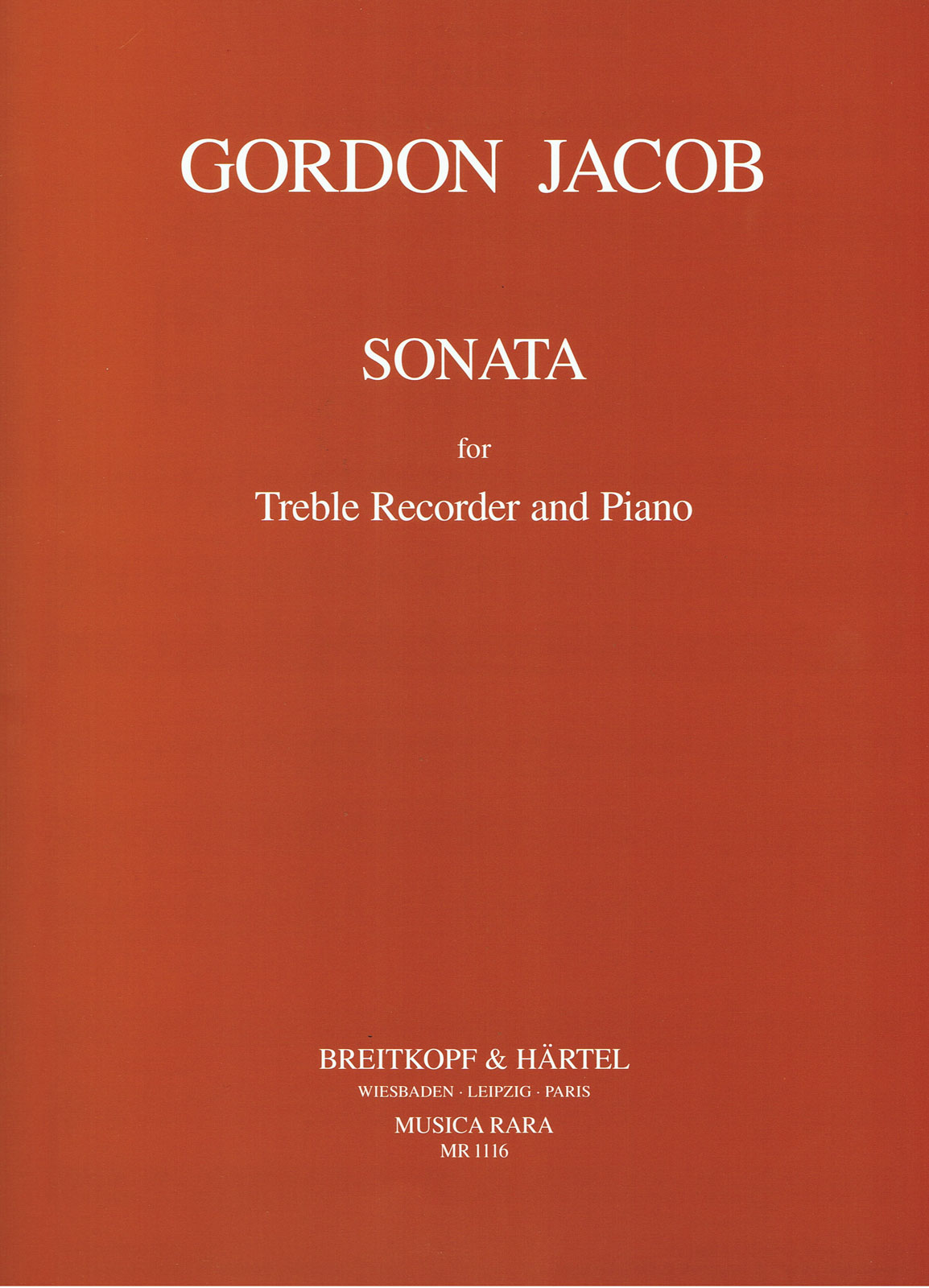 MUSICA RARA JACOB GORDON - SONATA - RECORDER, BASSO CONTINUO