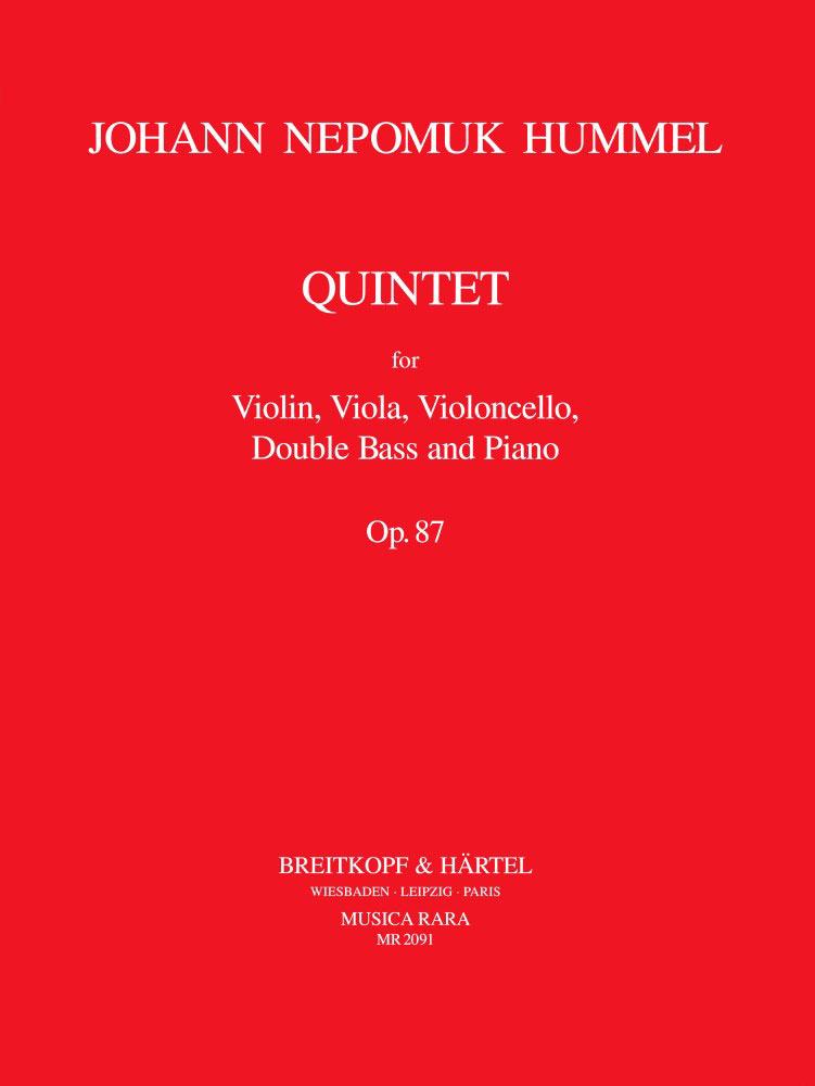 MUSICA RARA HUMMEL J. N. - KLAVIERQUINTETT ES-DUR OP. 87