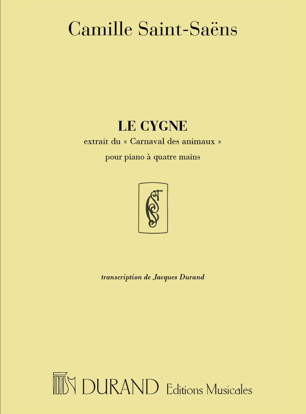 DURAND SAINT-SAENS - LE CYGNE - PIANO 4 MAINS