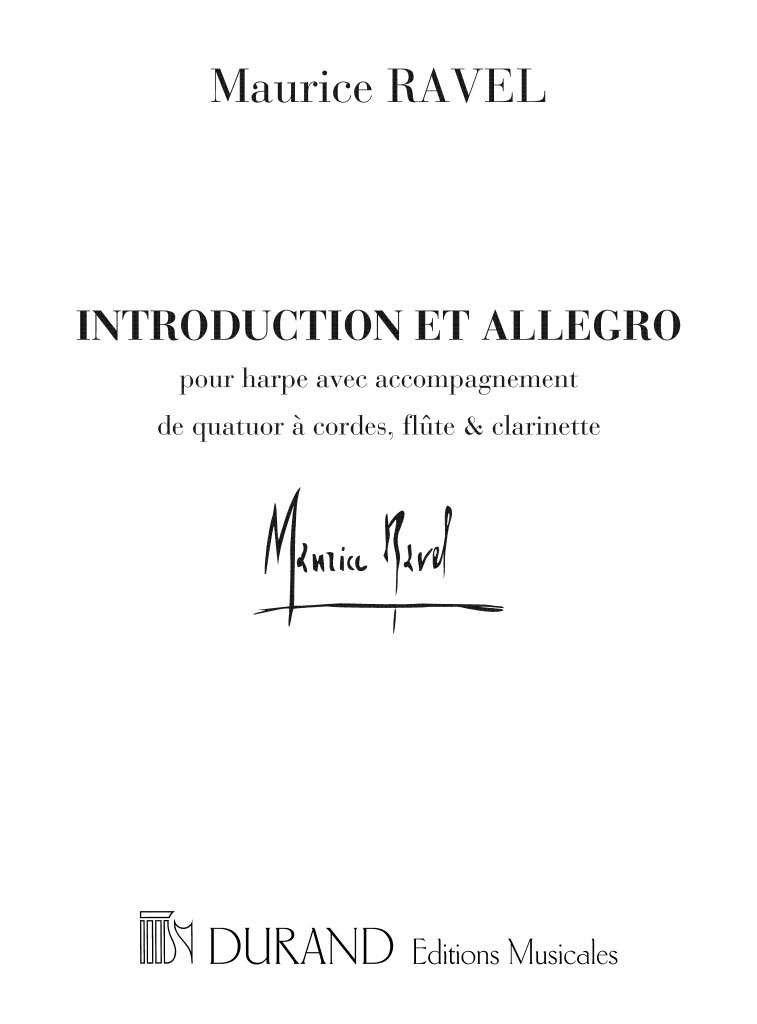 DURAND RAVEL M. - INTRODUCTION ET ALLEGRO - HARPE AVEC ACCOMPAGNEMENT