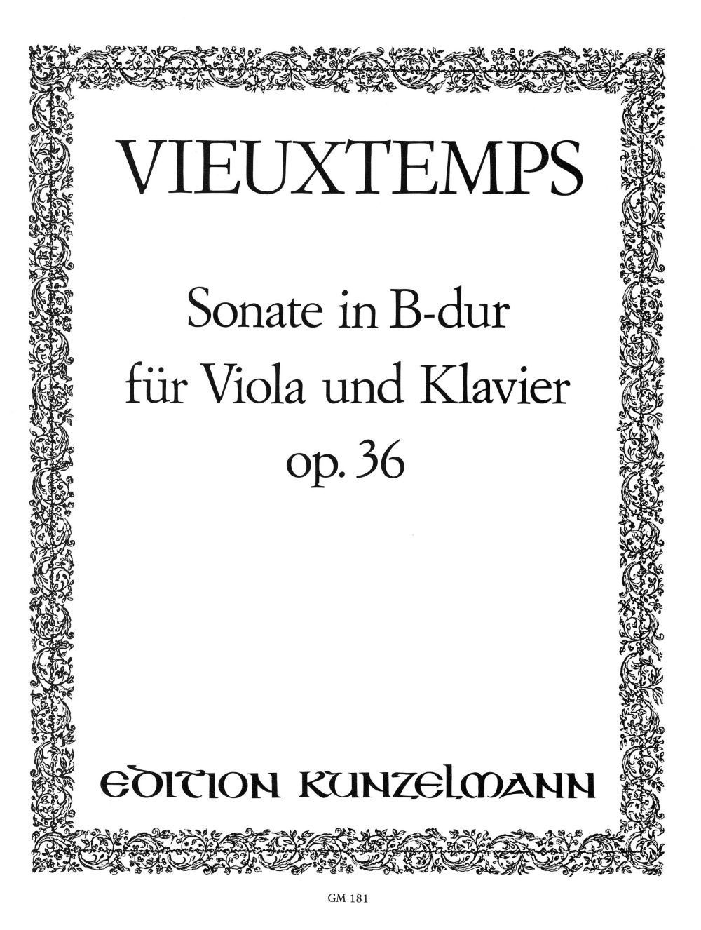 EDITION PETERS VIEUXTEMPS HENRI - VIOLA SONATA IN B FLAT MAJOR OP.36 - VIOLA AND PIANO
