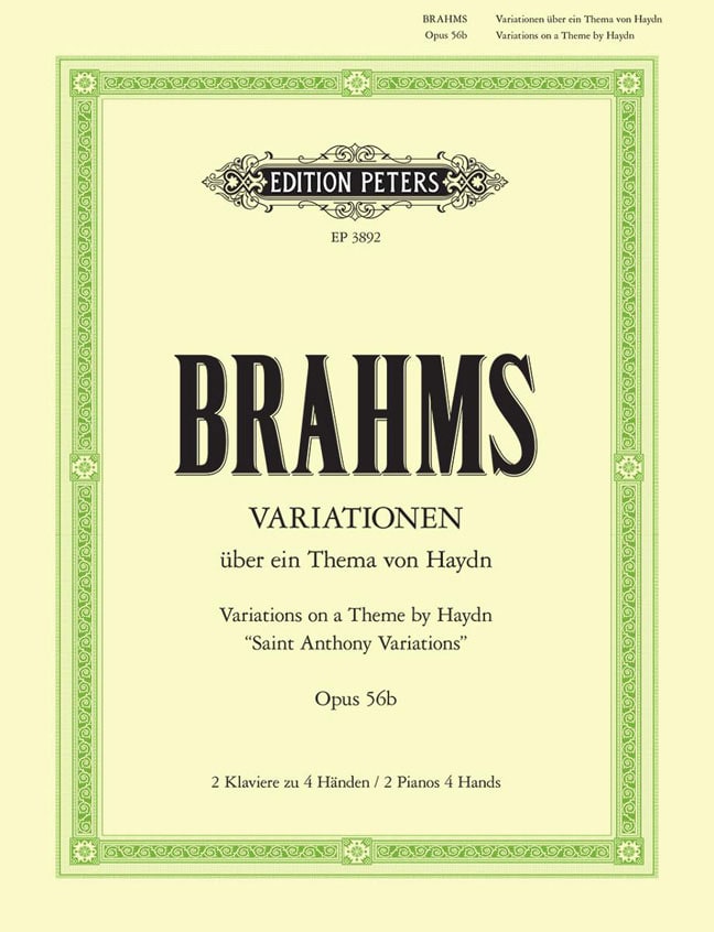 EDITION PETERS BRAHMS J. - VARIATIONS ON A THEME BY HAYDN OP.56B - 2 PIANOS