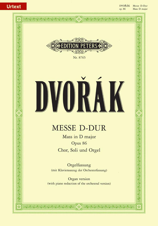EDITION PETERS DVORAK ANTONIN - MASS IN D OP.86 - VOCAL SCORE (PAR 10 MINIMUM)