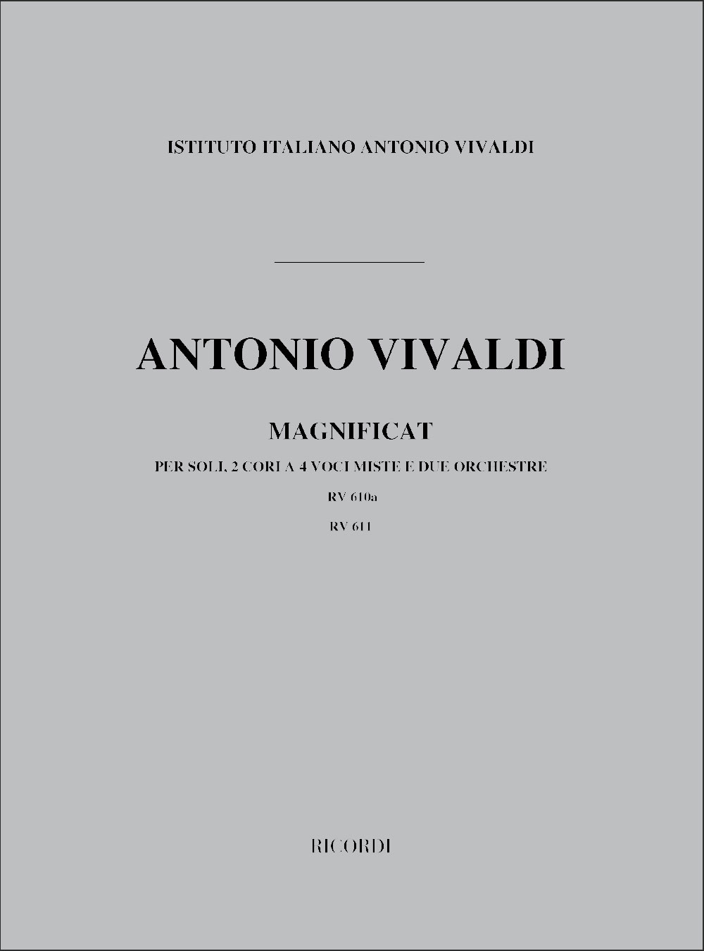 RICORDI VIVALDI A. - MAGNIFICAT RV 610A - 611 - CONDUCTEUR