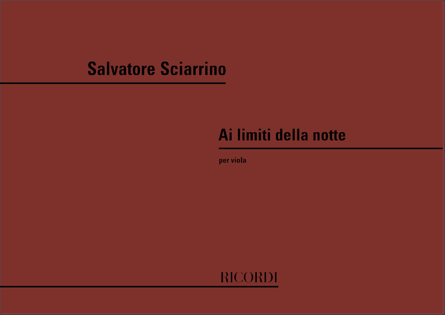 RICORDI SCIARRINO S. - AI LIMITI DELLA NOTTE - ALTO