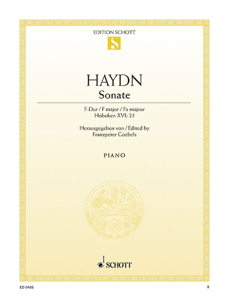 SCHOTT Haydn Joseph - Sonata F Major Hob. Xvi:23 - Piano