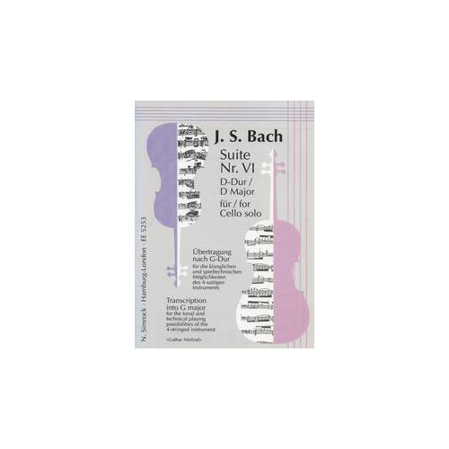 SIMROCK BACH J.S. - SUITE NO.6 IN G MAJOR BWV 1012 - CELLO