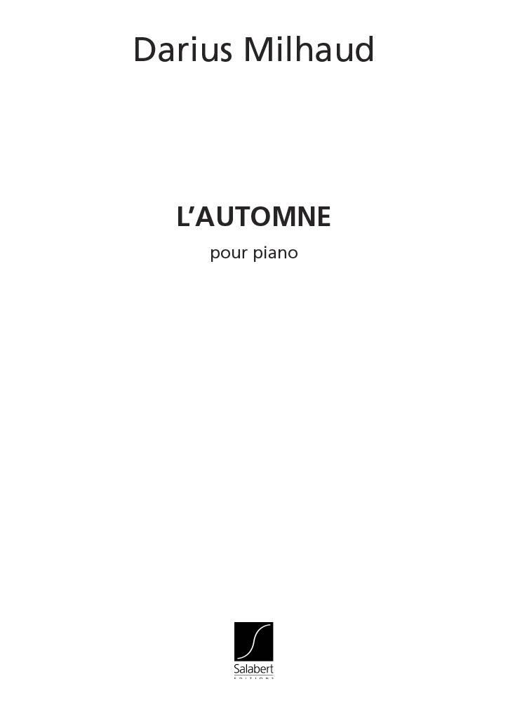 SALABERT MILHAUD - AUTOMNE - PIANO