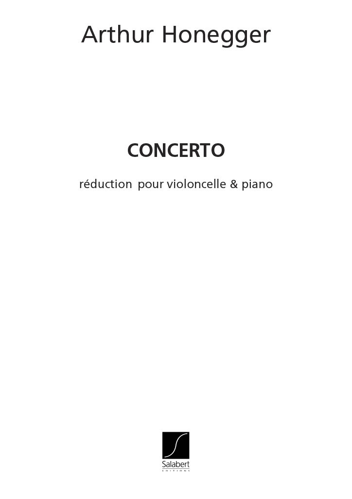 SALABERT HONEGGER A. - CONCERTO - VIOLONCELLE ET PIANO