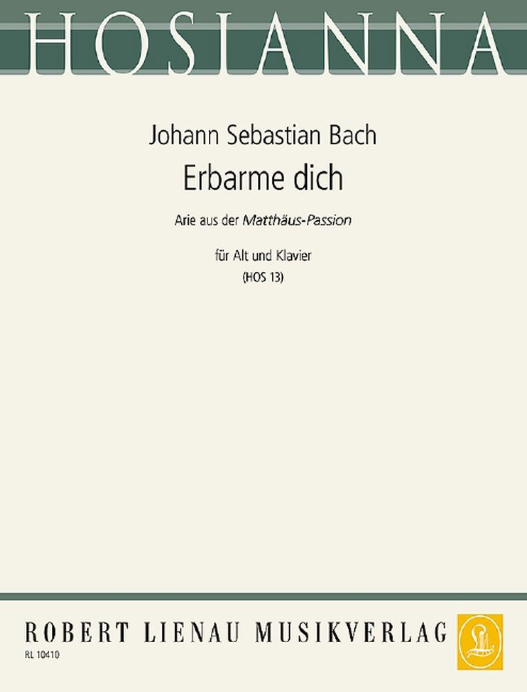 ZIMMERMANN BACH J.S. - ERBARME DICH ( MATTHAUS-PASSION) - ALT UND KLAVIER 