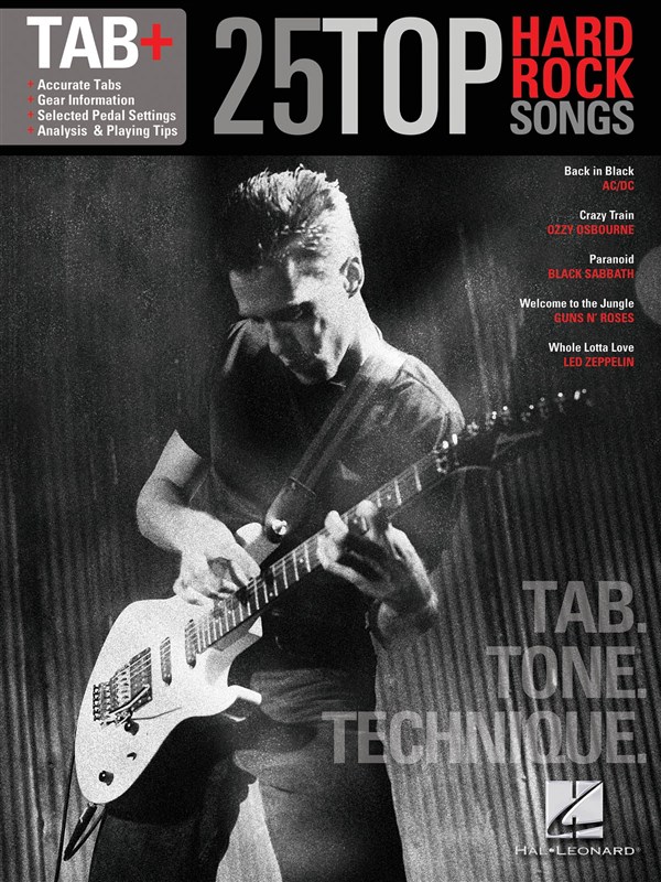 HAL LEONARD 25 TOP HARD ROCK SONGS TAB TONE TECHNIQUE GUITAR RECORDED VERSION - LYRICS AND CHORDS