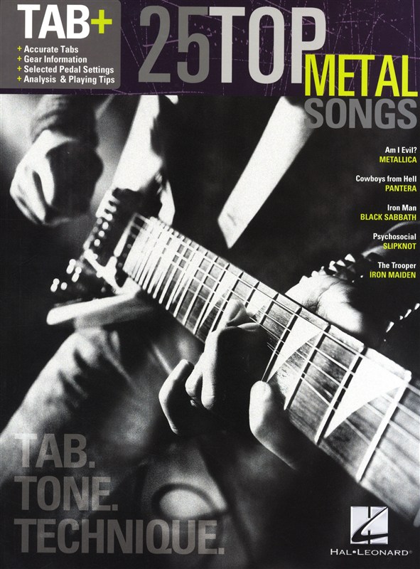 HAL LEONARD 25 TOP METAL SONGS TAB TONE TECHNIQUE REC VERS - GUITAR TAB