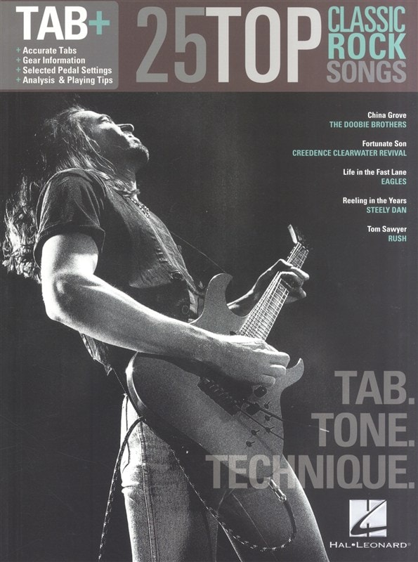 HAL LEONARD 25 TOP CLASSIC ROCK SONGS TAB TONE TECHNIQUE REC VERS - GUITAR TAB