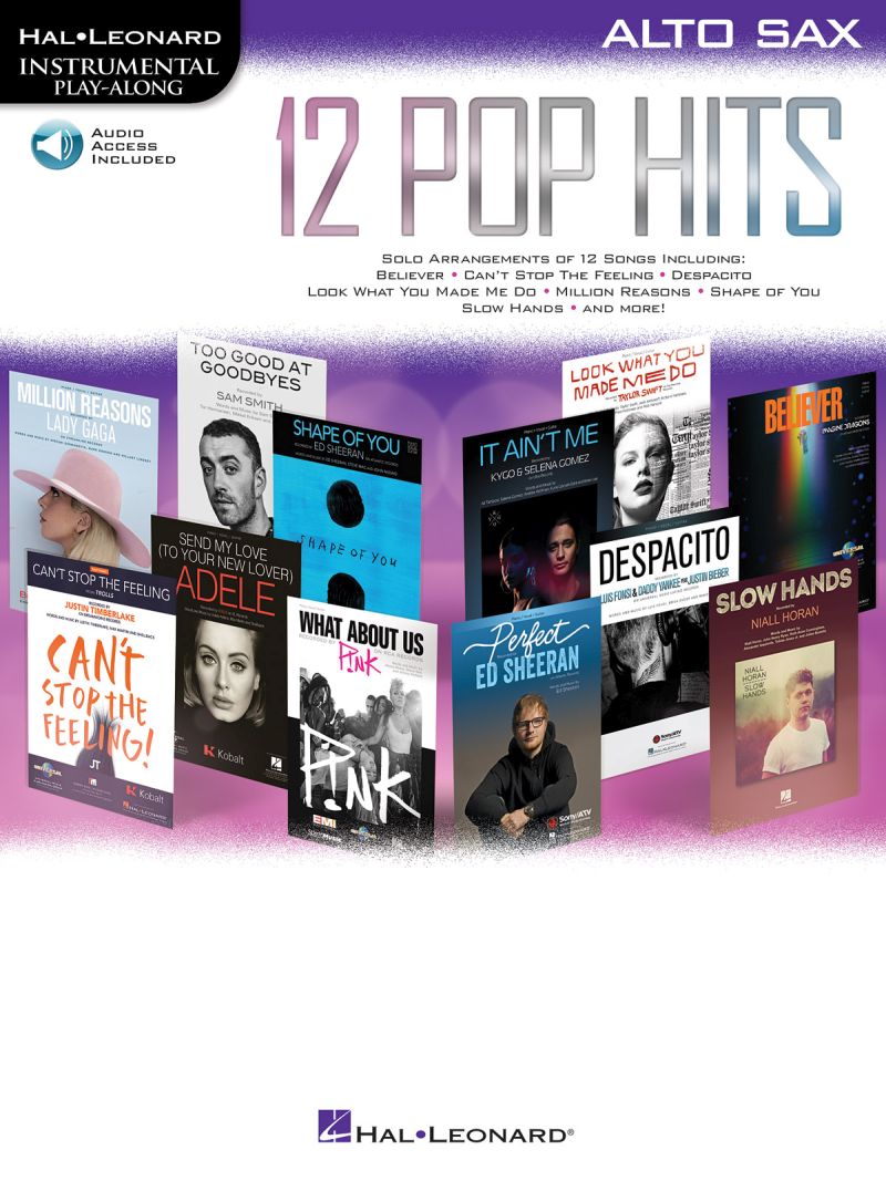 HAL LEONARD Instrumental Play Along - 12 Pop Hits + Online Audio - Alto Saxophone