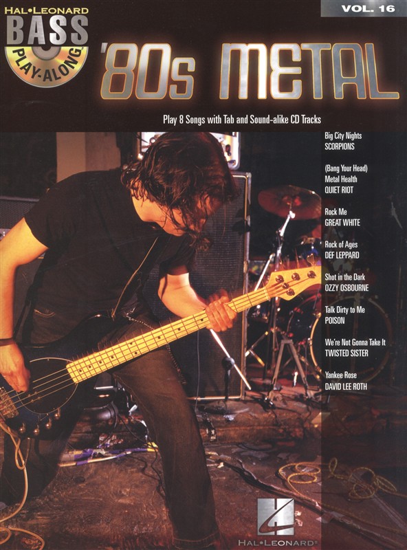 HAL LEONARD Bass Play Along Volume 16 80'S Metal - Bass Guitar