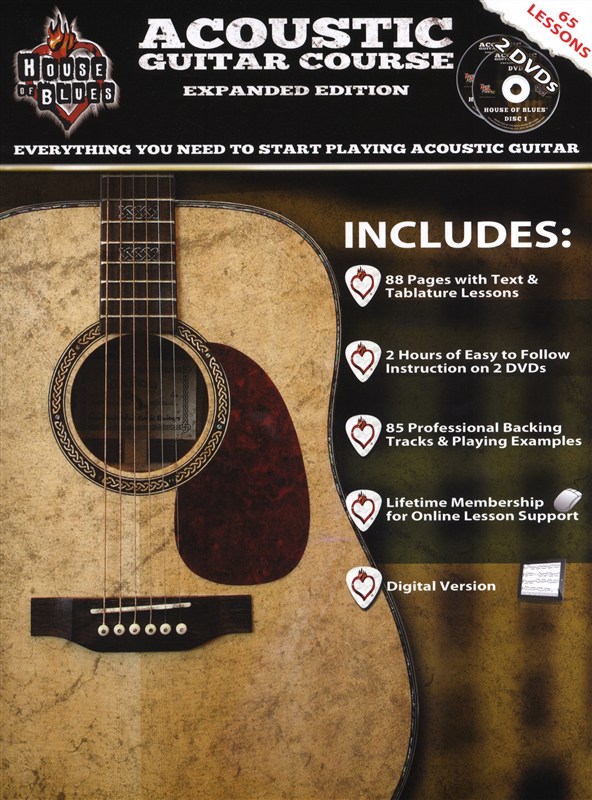 HAL LEONARD ROCK HOUSE HOUSE OF BLUES ACOUSTIC GUITAR COURSE BK/2DVD - GUITAR TAB