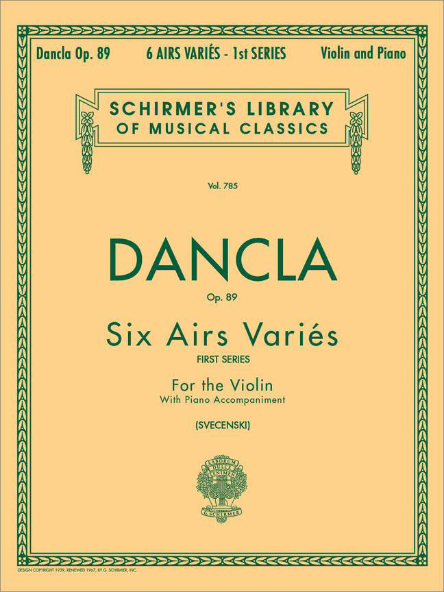 SCHIRMER DANCLA CHARLES - 6 AIRS VARIES OP.89 - VIOLON ET PIANO 