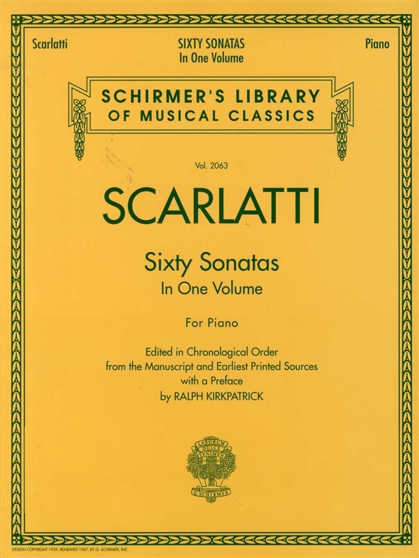 SCHIRMER SCARLATTI - SIXTY SONATAS IN ONE VOLUME FOR PIANO - 1 AND 2 - PIANO SOLO