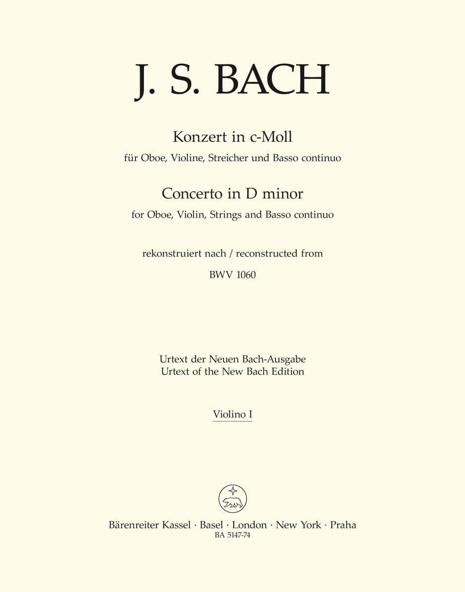 BARENREITER BACH J.S. - CONCERTO EN DO MINEUR POUR HAUTBOIS BWV 1060 - VIOLON 1 