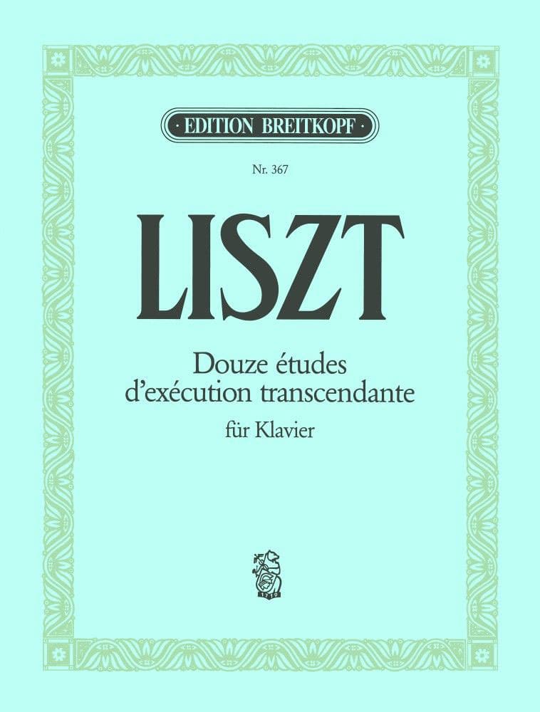 EDITION BREITKOPF LISZT FRANZ - DOUZE ETUDES D'EXECUTION TRANSCENDANTE - PIANO
