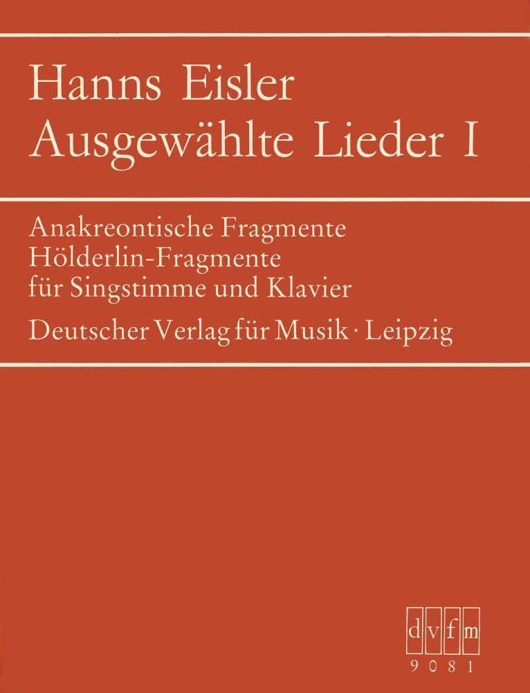 EDITION BREITKOPF EISLER HANNS - AUSGEWAHLTE LIEDER 1 - VOICE, PIANO