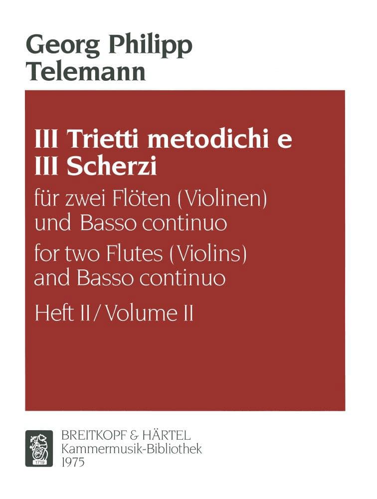 EDITION BREITKOPF TELEMANN GEORG PHILIPP - TRIETTO METODICHO, NR. 2 E-DUR - 2 FLUTE, BASSO CONTINUO