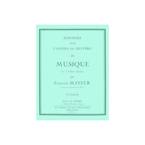 COMBRE MAYEUR EDMOND - REPONSES AUX DEVOIRS DU N.2 - FORMATION MUSICALE
