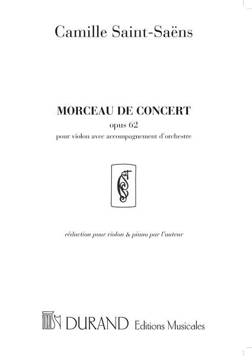 DURAND Saint Saens C. - Morceau De Concert - Violon et Piano