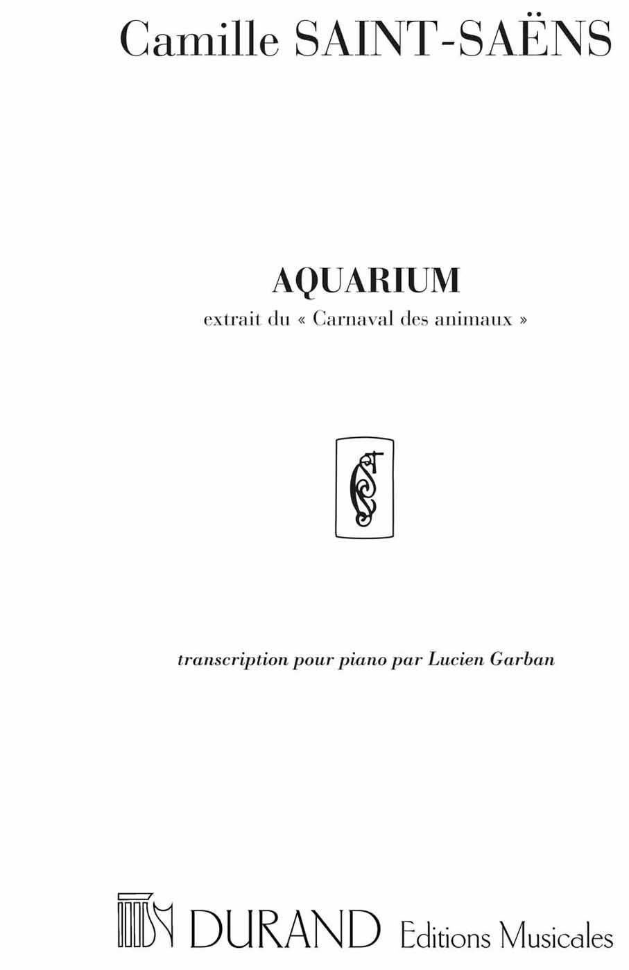 DURAND SAINT SAENS C. - AQUARIUM - PIANO
