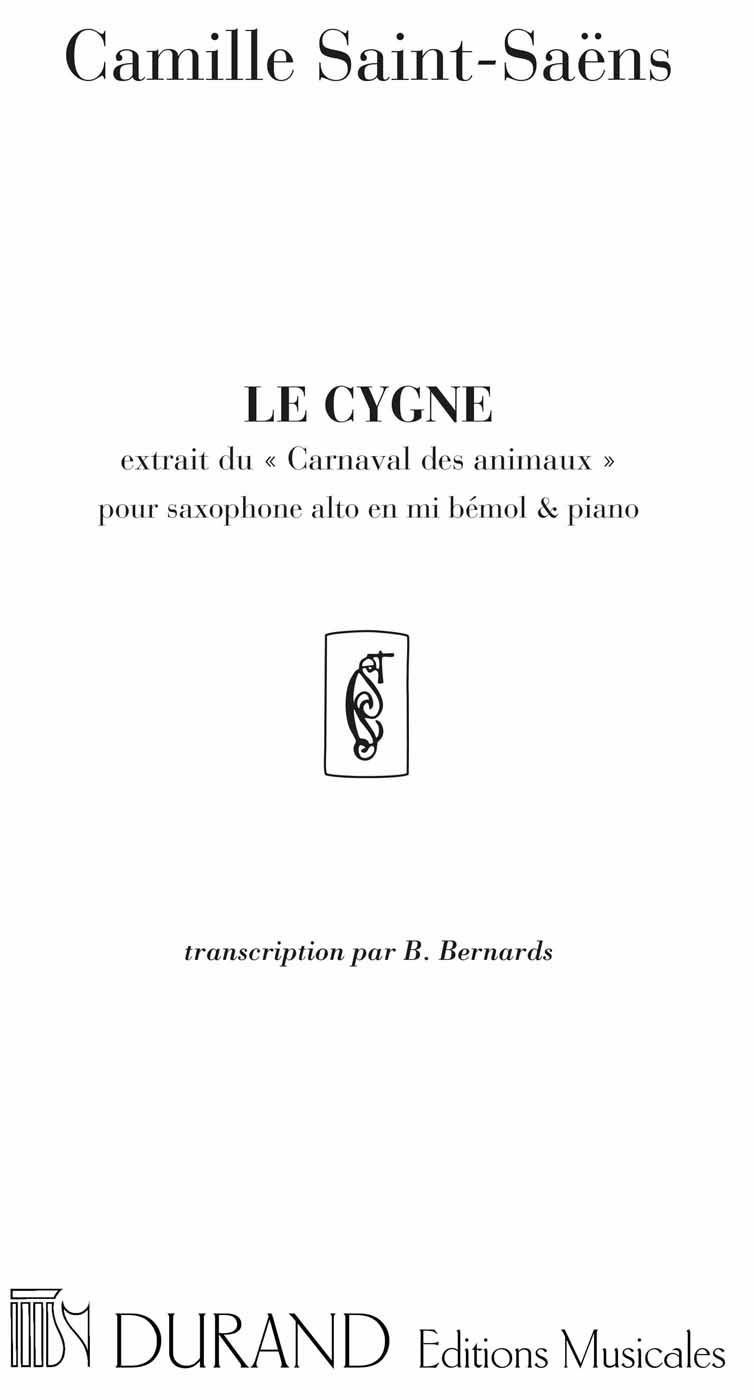 DURAND SAINT SAENS C. - LE CYGNE - SAXOPHONE ET PIANO