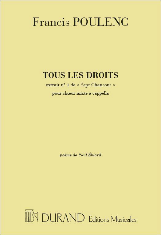 DURAND Poulenc F. - Tous Les Droit s - Choeur