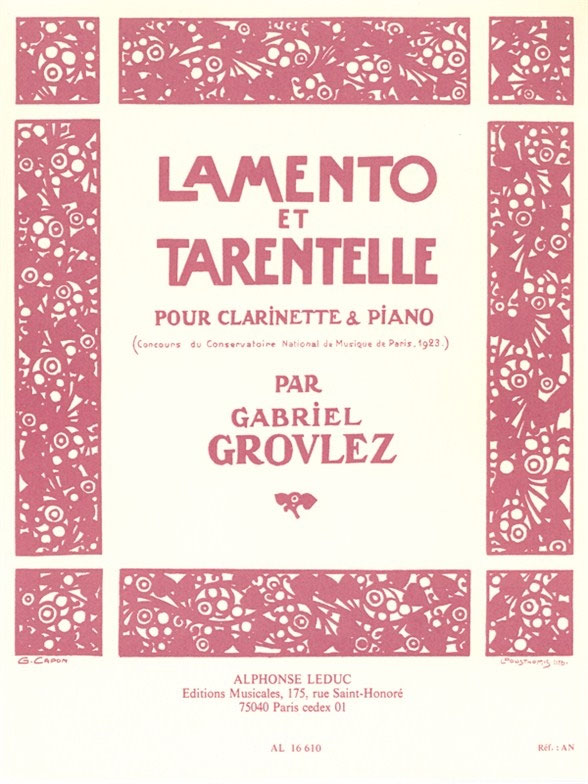 LEDUC Lamento Et Tarentelle pour clarinette et piano