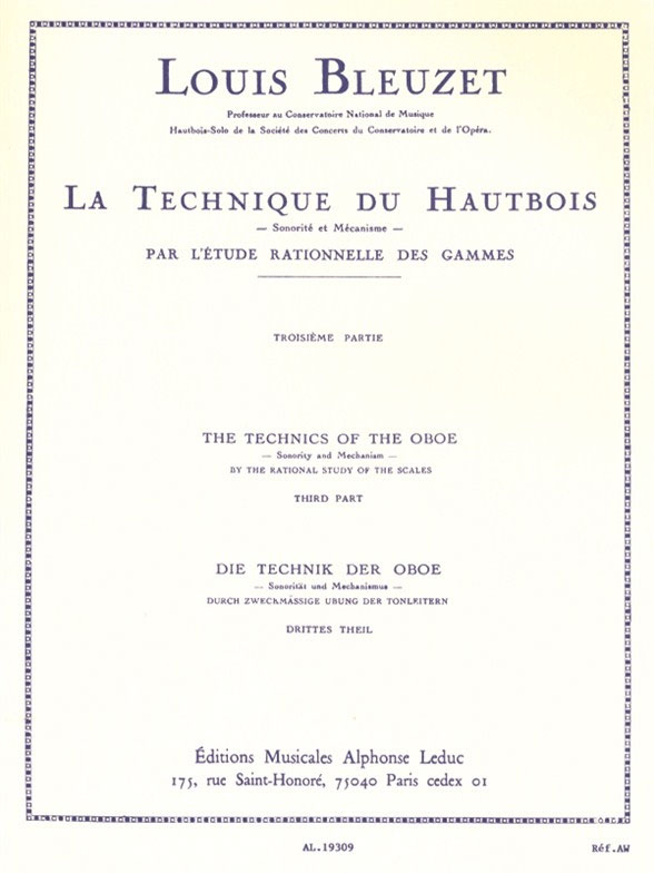LEDUC Louis Bleuzet: The Technique Of The Oboe