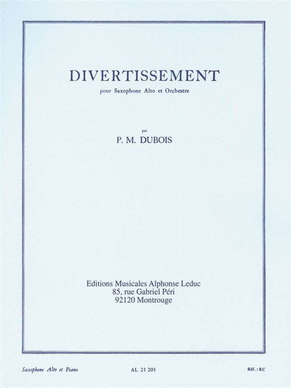 LEDUC Divertissement For Saxophone And Orchestra