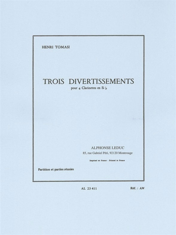 LEDUC Three Divertissements For Four Clarinets