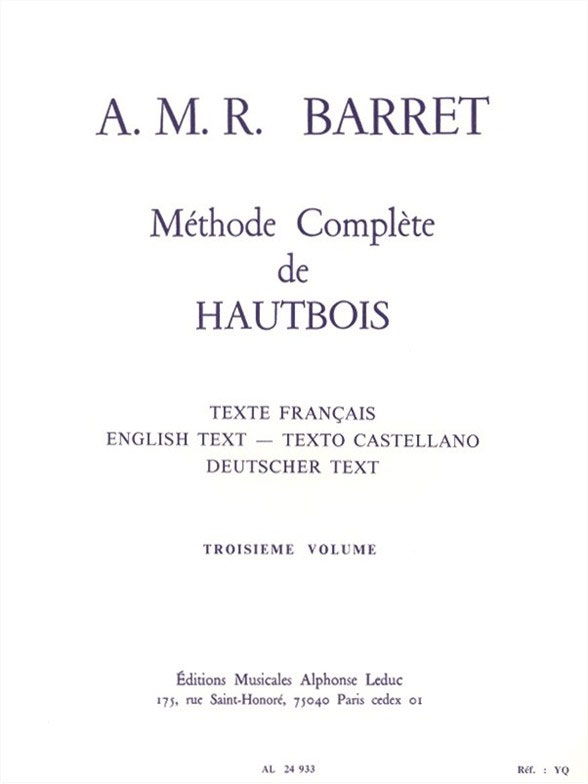 LEDUC Méthode Complète de Hautbois, Troisieme Volume