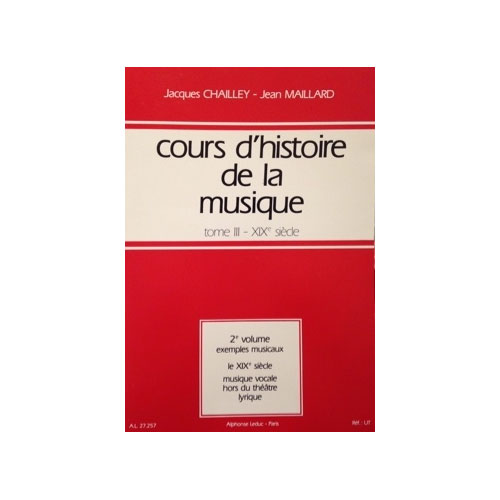 LEDUC Cours d'histoire de la musique : Tome 3 vol. 2