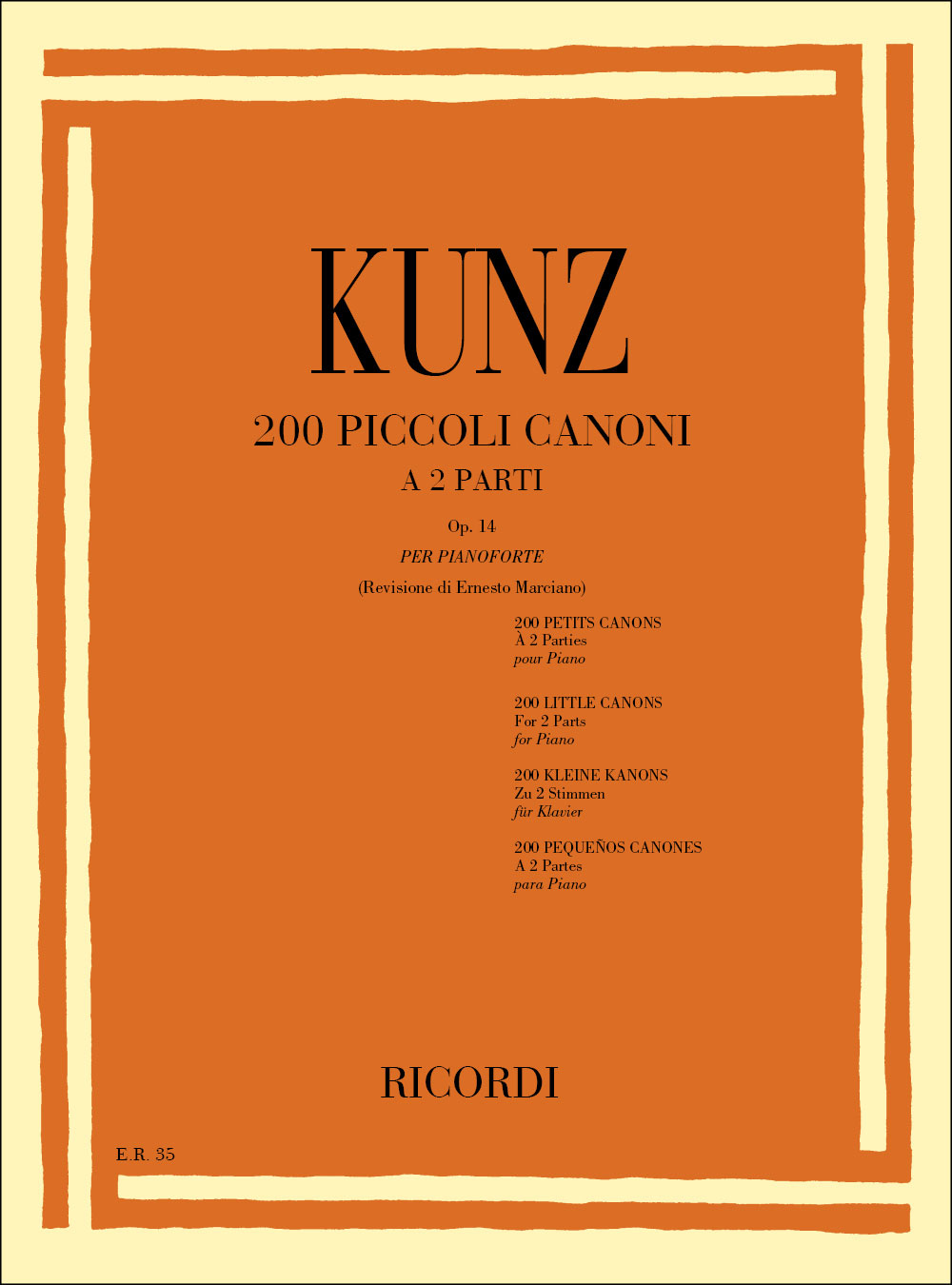 RICORDI 200 Piccoli Canoni A 2 Parti Op. 14