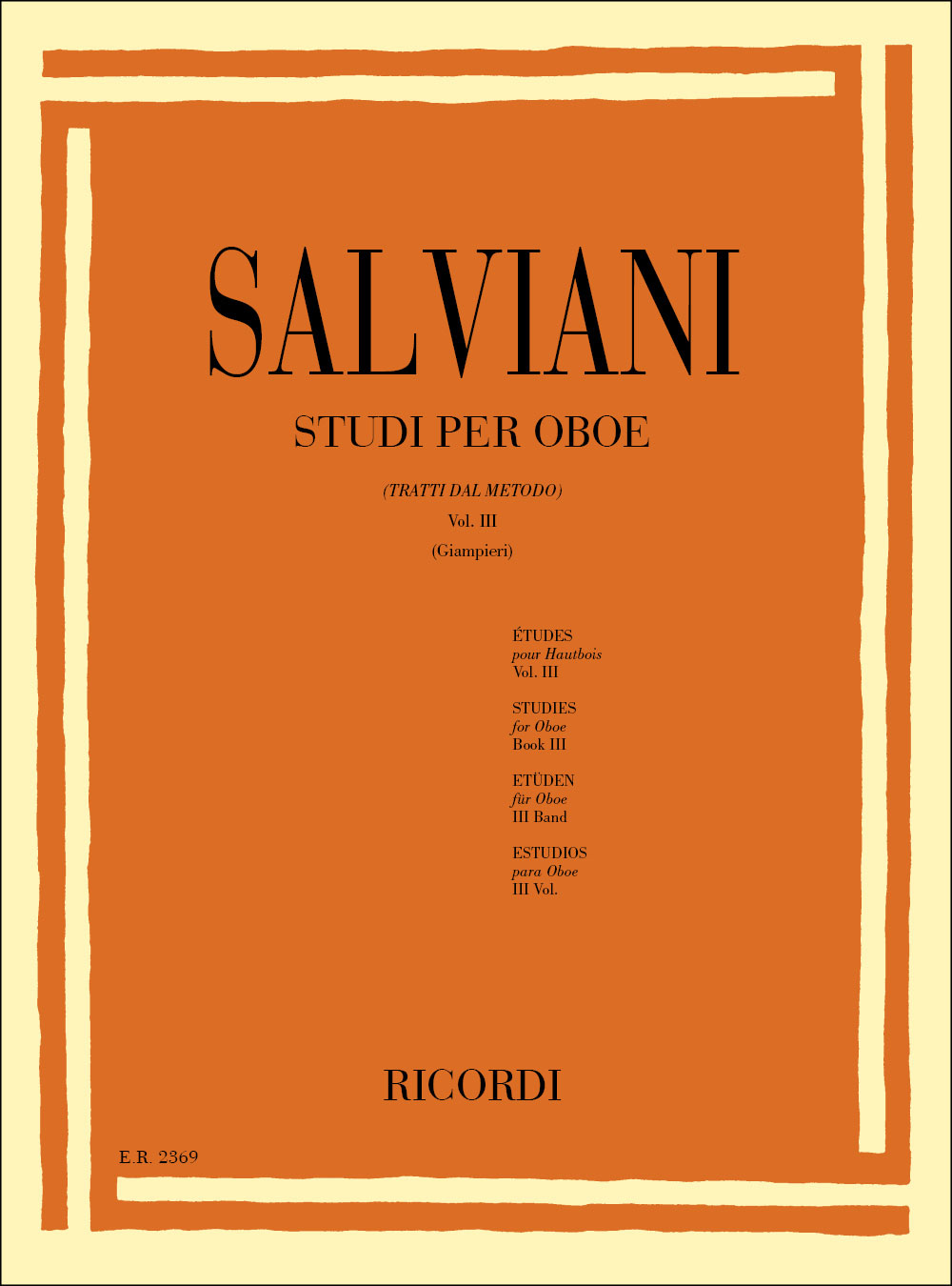 RICORDI Studi Per Oboe (Tratti Dal Metodo) Vol. III